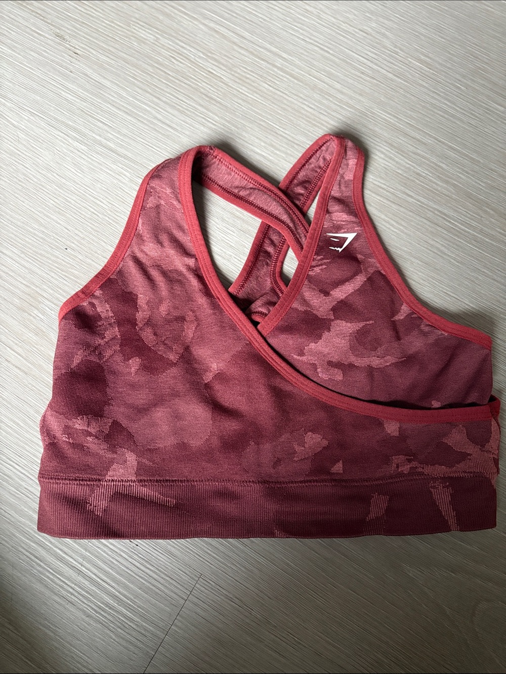 Gymshark Rose-Red Camo Seamless Cross-Back Sports Bra